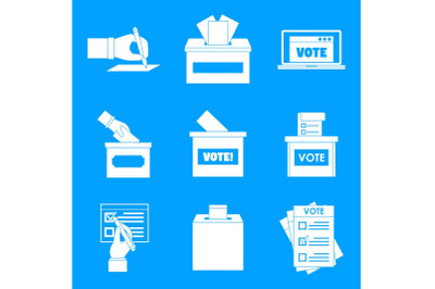 Ballot voting box vote icons set, simple style