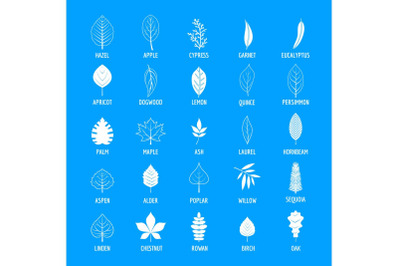 Leaf icons set, simple style