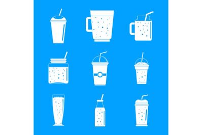 Smoothie fruit juice icons set, simple style