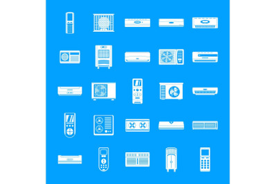 Conditioner air filter icons set, simple style