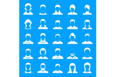 Avatar user icon set, simple style