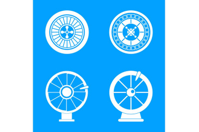Roulette wheel fortune icons set, simple style