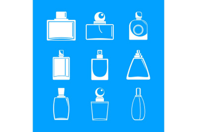 Fragrance bottles perfume icons set, simple style