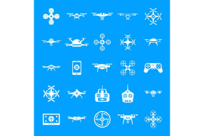 Drone camera quadcopter icons set, simple style