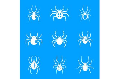 Spider bug caterpillar icons set, simple style