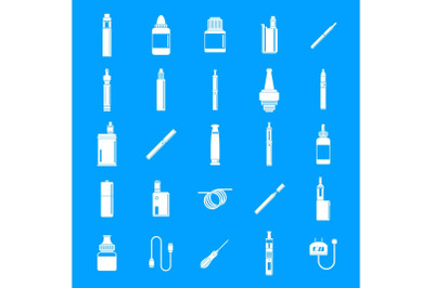 Electronic cigarette mod icons set, simple style