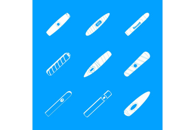 Cigar cuban paper weed icons set, simple style