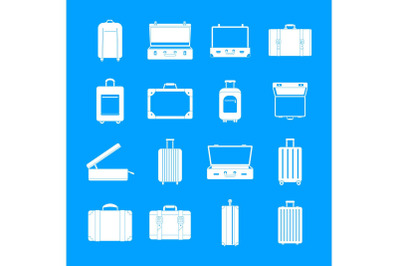 Suitcase travel luggage icons set, simple style