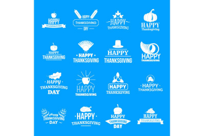 Thanksgiving day logo set, simple style