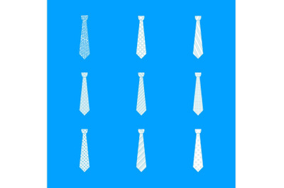 Elegant tie icon set, simple style