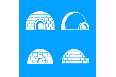 Frozen igloo icon set, simple style