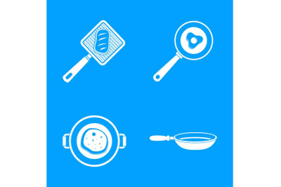 Kitchen griddle icon set, simple style