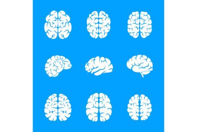 Brain thinking icon set, simple style