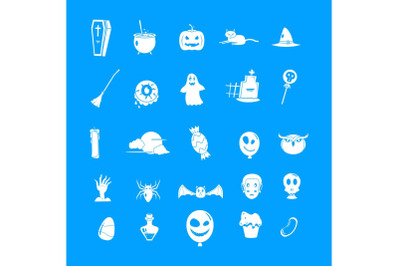 Halloween party icon set, simple style