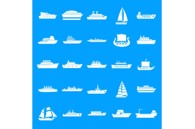 Boat icons set, simple style