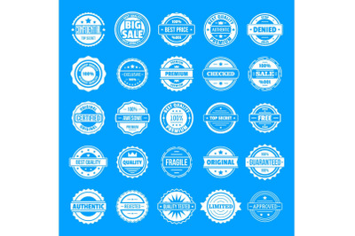 Vintage badges and labels icons set, simple style