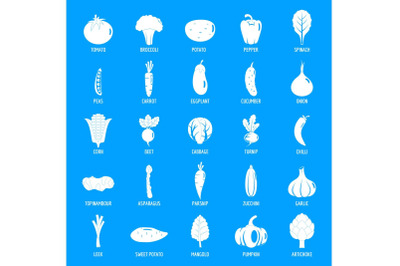 Vegetables icons set, simple style