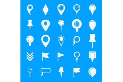 Map pointer icons set, simple style