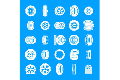 Tire icons set, simple style