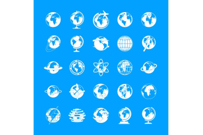 Globe Earth icons set, simple style