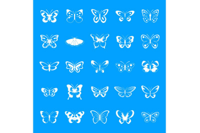 Butterfly icons set, simple style