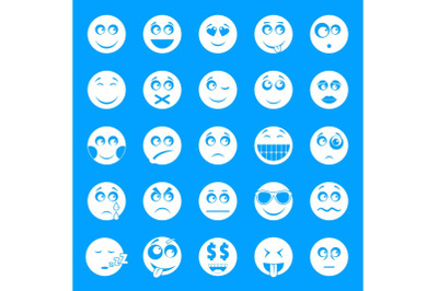 Smile icon set, simple style