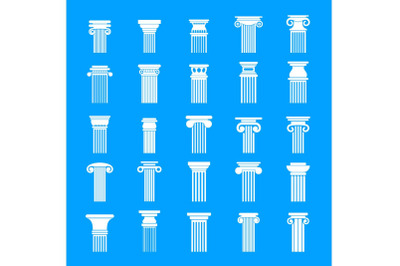 Ancient columns icons set, simple style