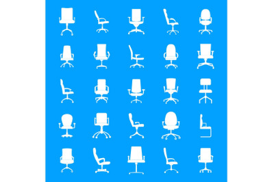 Office chair icons set, simple style