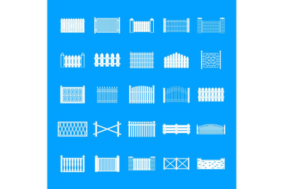 Fence icons set, simple style