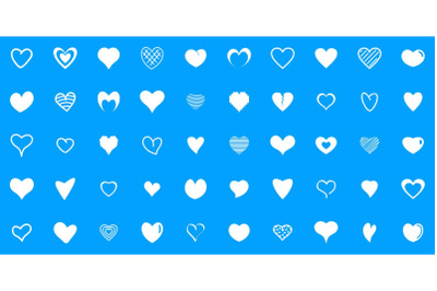 Heart shapes icons set, simple style