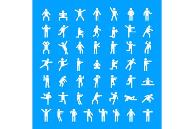 Man people stick icon set, simple style