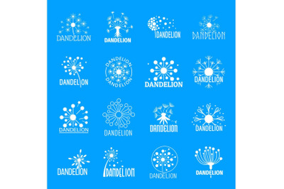 Dandelion logo icons set, simple style