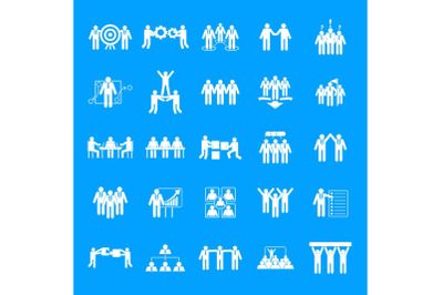 Team building training icons set, simple style