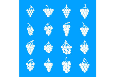 Grape wine bunch icons set, simple style