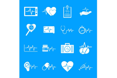 Heart pulse beat icons set, simple style