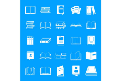 Book icons set, simple style