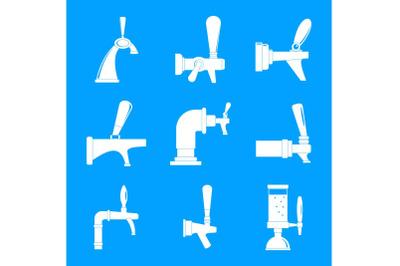 Beer tap icons set, simple style
