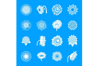 Sunflower blossom icons set, simple style
