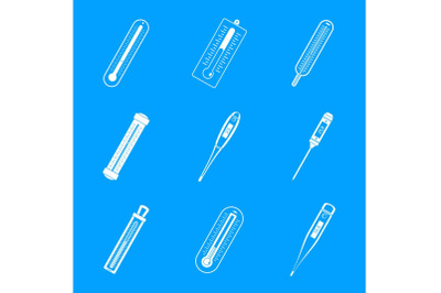 Thermometer temperature icons set, simple style