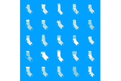 Socks textile icons set, simple style