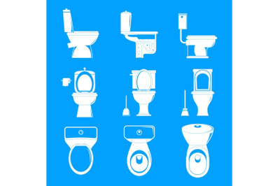 Toilet bowl icons set, simple style