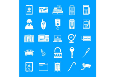 Burglar robber plunderer icons set, simple style