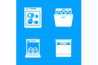 Dishwasher machine kitchen icons set simple style
