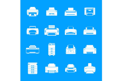 Printer office copy document icons set simple style