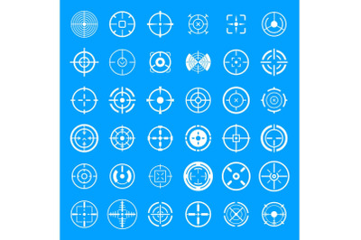 Crosshair target sight icons set, simple style