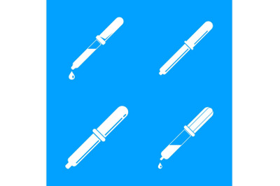 Pipette medical dropper icons set, simple style