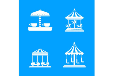 Carousel carnival horse icons set, simple style