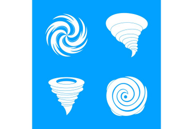 Hurricane storm damage icons set, simple style