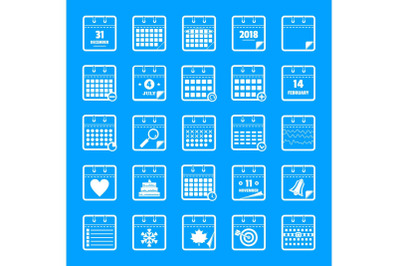 Calendar icons set, simple style