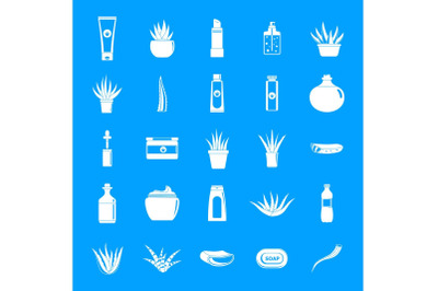 Aloe vera plant logo icons set, simple style